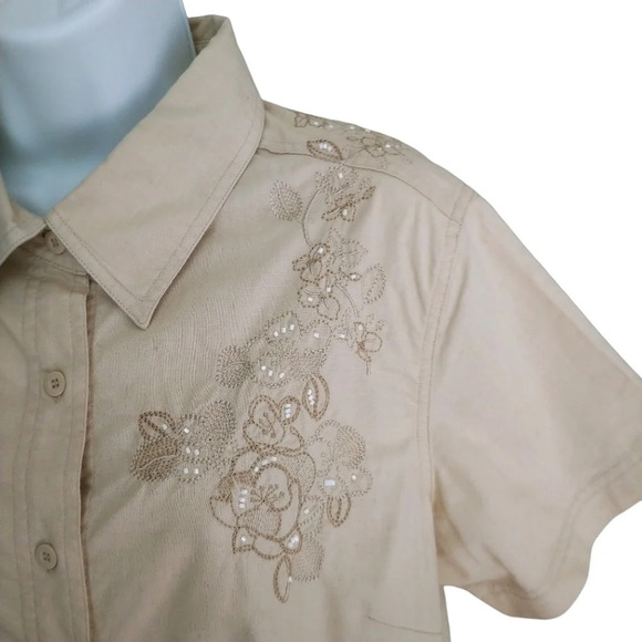 Vintage Cotton Ginny Cotton Blouse with Embroidery  Cream S - Picture 3 of 9